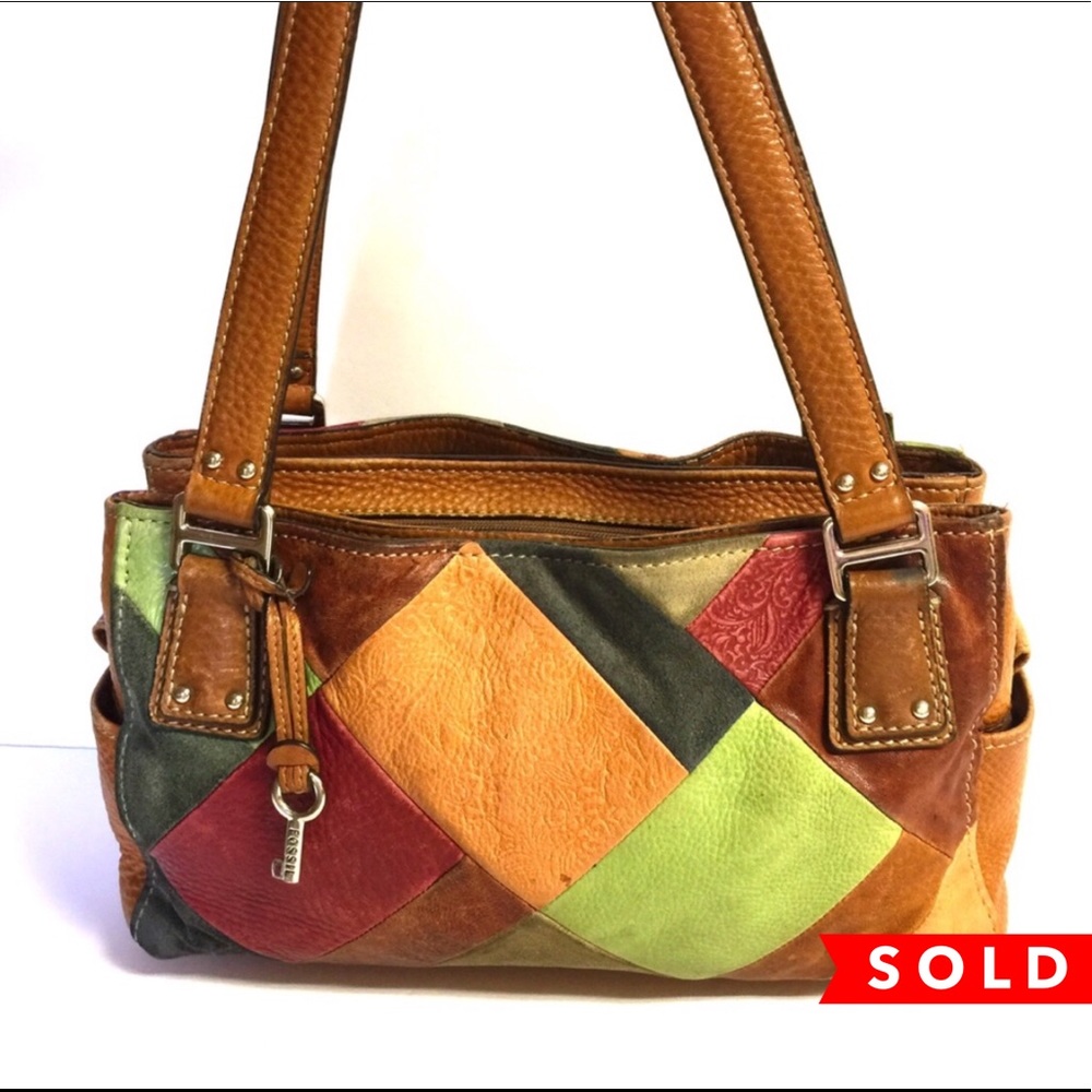29 Fossil Blackburn Patchwork Leather Satchel Bag - Picture 1 of 8